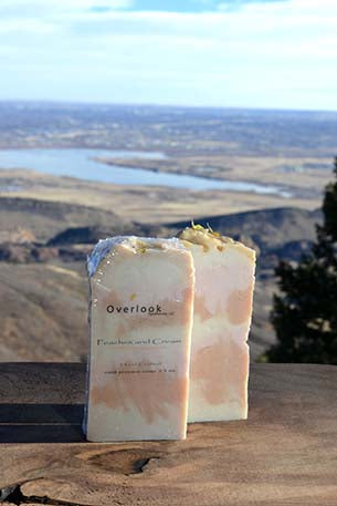 Peaches and cream cold processed bar soap.